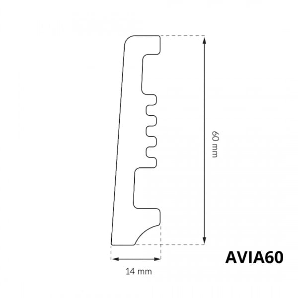 Kunststoff Sockelleiste weiß AVIA | 2000 mm x 60mm | 100% PVC FREI