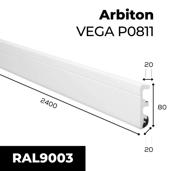 Sockelleiste - Arbiton VEGA P0811 - 80 mm - Weiß - Kabelkanal Fußleiste