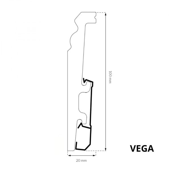 Sockelleiste - Arbiton VEGA P1030 - 100 mm - Weiß Hochglanz - Kabelkanal Fußleiste
