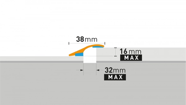Übergangsprofil Höhenausgleich Arbiton PRO 38 - Gebürstetes Silber B1 - 38 mm x 93 cm - Übergangsleiste Boden