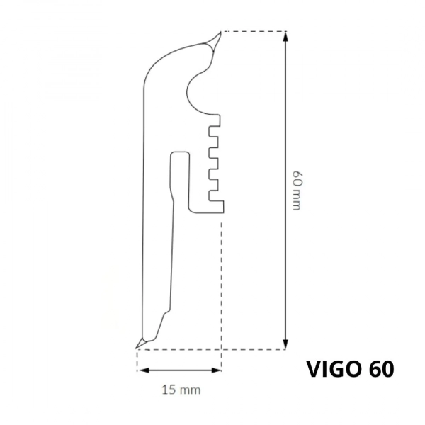 Sockelleiste - Arbiton VIGO 60 mm - Eiche Bradford 112 - Sockelleiste Kunststoff mit Gummilippe