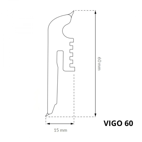 Sockelleiste - Arbiton VIGO 60 mm - Eiche Monument 158 - Sockelleiste Kunststoff mit Gummilippe