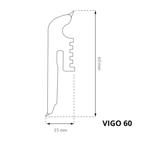 Sockelleiste - Arbiton VIGO 60 mm - Eiche Newport 159 - Sockelleiste Kunststoff mit Gummilippe