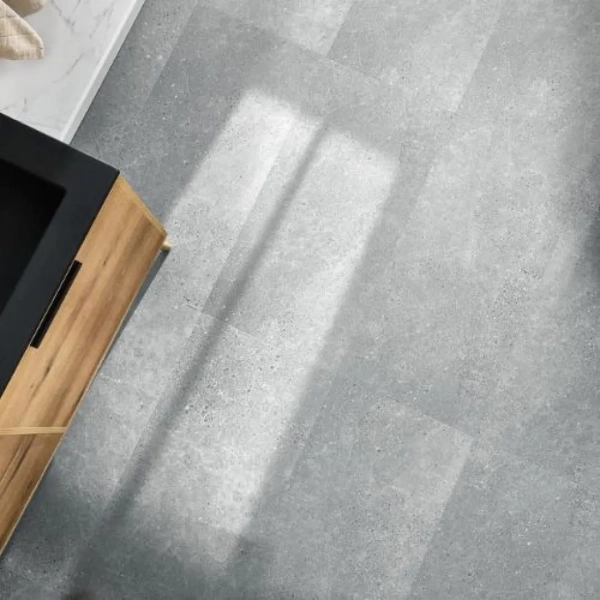 Klick Vinyl mit Trittschalldämmung Fliesenoptik - XXL - Ninaventura Silver - 91,4 x 45,7 cm - Vinylboden Steinoptik