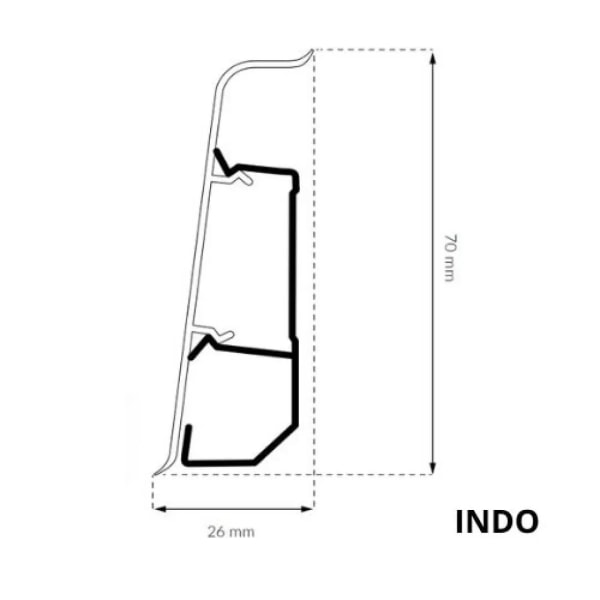 INDO 70 mm - Sockelleiste hochglanz weiß 