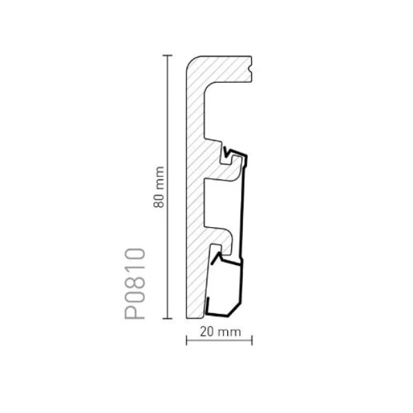 P0810 - PVC-freie Sockelleiste Weiß 80mm