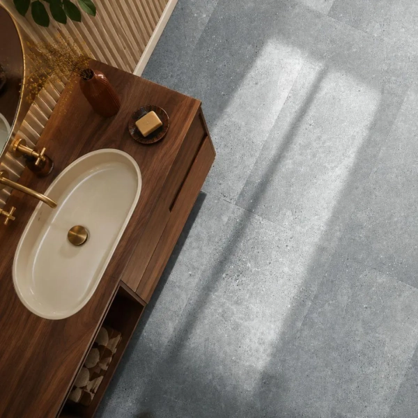Klick Vinyl Fliesenoptik - XXL - Beton Ninaventura Silber - 91,4 x 45,7 cm - Vinylboden Betonoptik