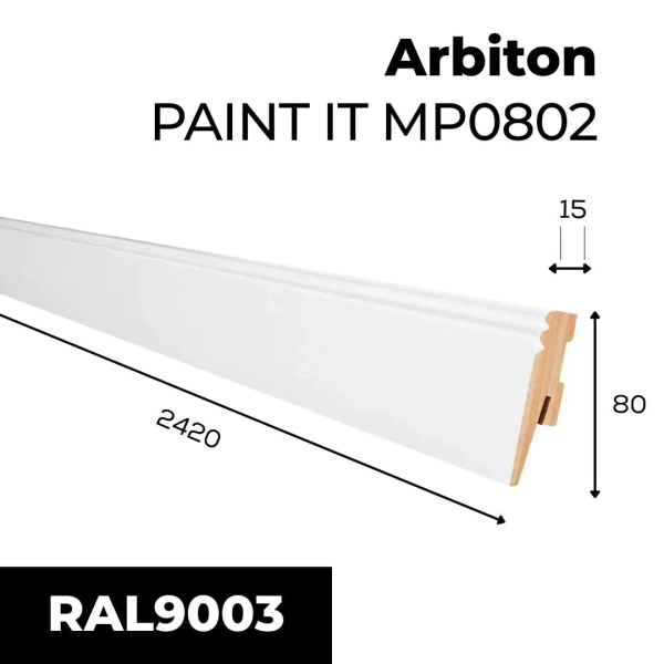 Sockelleiste - Arbiton PAINT IT MP0802 - 80 mm - Holzleiste Weiß