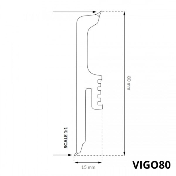 VIGO 80  - Sockelleisten weiß 80mm 
