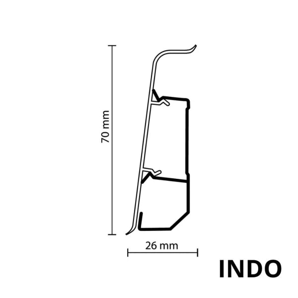 INDO 70 mm - Sockelleiste hochglanz weiß 