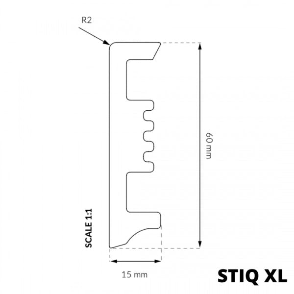 Sockelleisten weiß STIQ XL ST610 - 2200 mm x 60 mm | Wasserfeste 100% PVC FREI  
