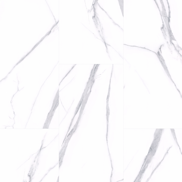 Klick Vinyl Fliesenoptik - XXL - Stein Schnee Carrara - 91,4 x 45,7 cm - Marmor Optik